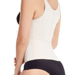 Camisilla de compresión alta con cierre frontal y látex efecto térmico, color piel de lado