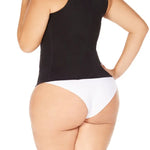 Camisilla de compresión alta con cierre frontal y látex efecto térmico, color piel de espalda