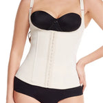 Camisilla de compresión alta con cierre frontal y látex efecto térmico, color piel de frente 