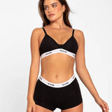 Detalle del algodón peinado y ajuste del panty bóxer Diane & Geordi - color negro