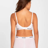 Detalle del algodón peinado y ajuste del panty bóxer Diane & Geordi - color blanco de espalda