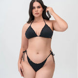 Vestido de baño 2 piezas unicolor con tiras para anudar y copa removible Diane & Geordi, color negro 