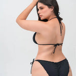 Vestido de baño 2 piezas unicolor con tiras para anudar y copa removible Diane & Geordi, color negro  de espalda