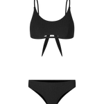 Vestido de baño 2 piezas con abertura frontal y panty tiro alto – Diane & Geordi - color negro