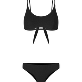 Vestido de baño 2 piezas con abertura frontal y panty tiro alto – Diane & Geordi - color negro