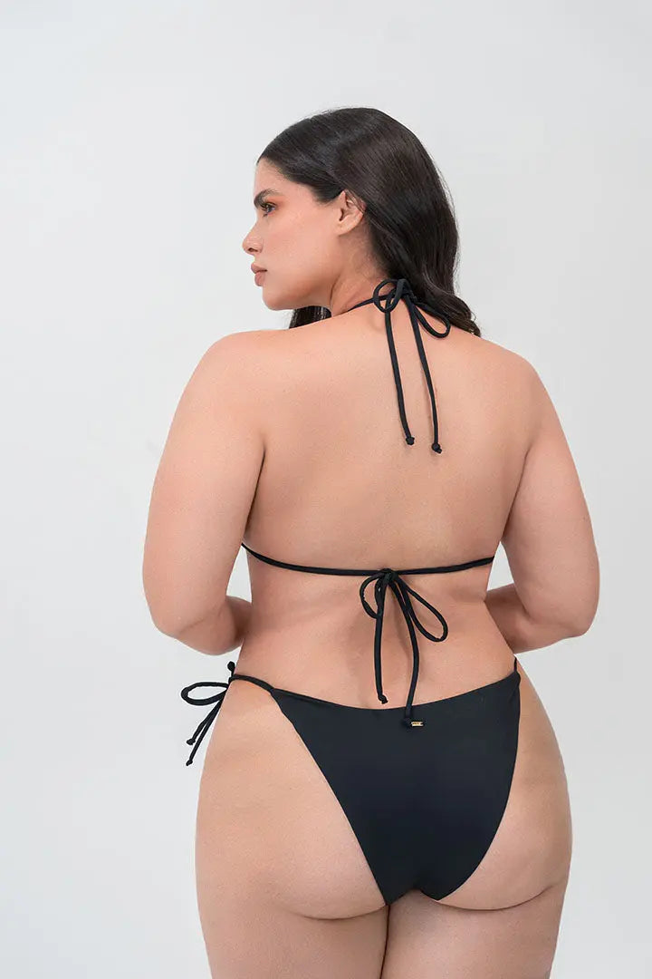 Vestido de baño de 2 piezas color sólido con tiras ajustables y copa removible