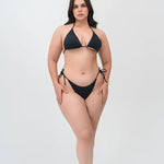 Vestido de baño de 2 piezas color sólido con tiras ajustables y copa removible