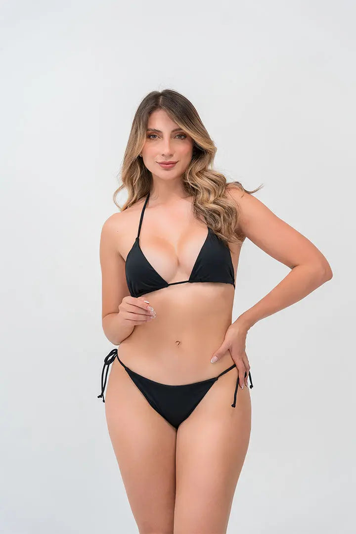 Vestido de baño de 2 piezas color sólido con tiras ajustables y copa removible