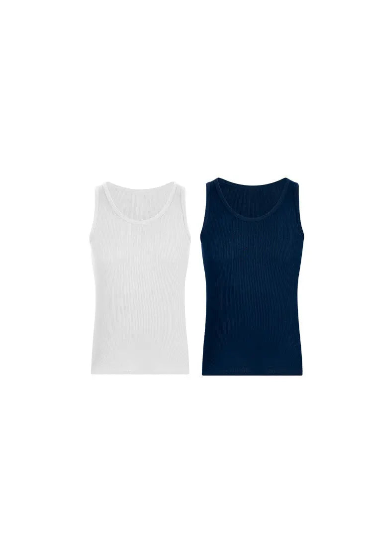 camiseta acanalada cuello redondo sin mangas Diane&Geordi pack x2