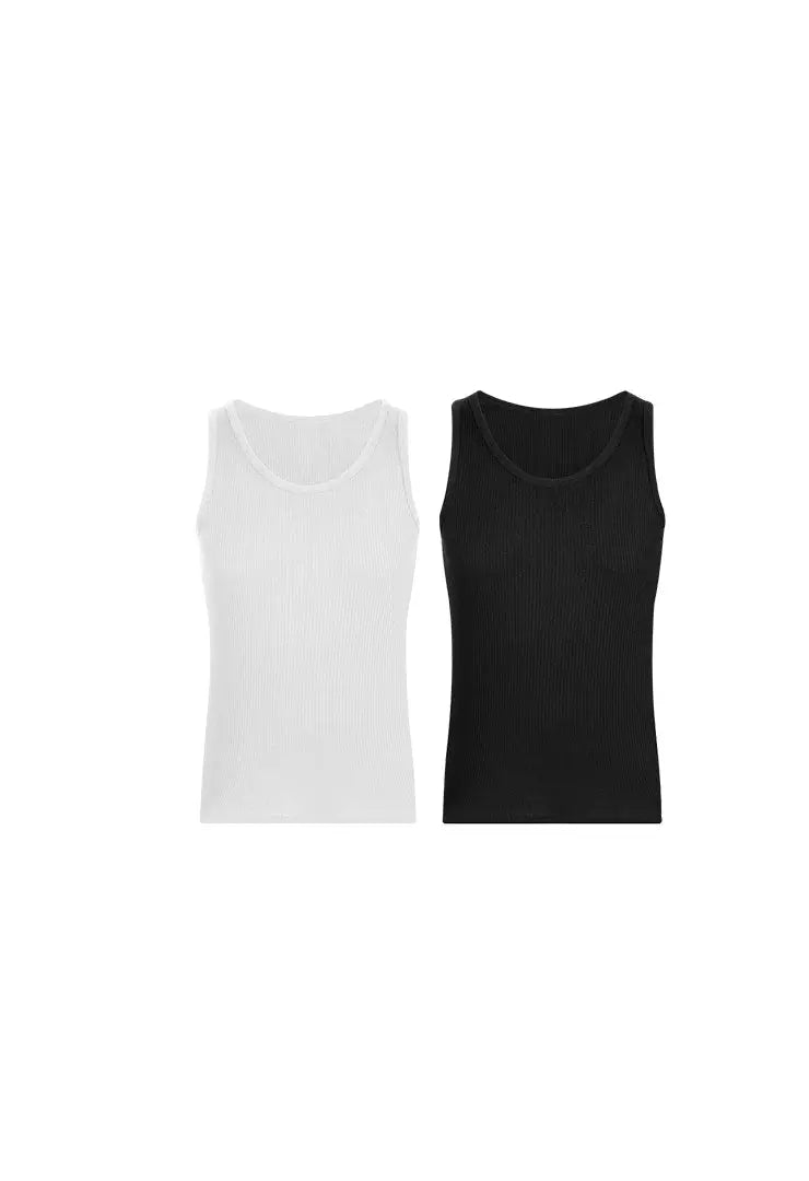 camiseta acanalada cuello redondo sin mangas Diane&Geordi pack x2