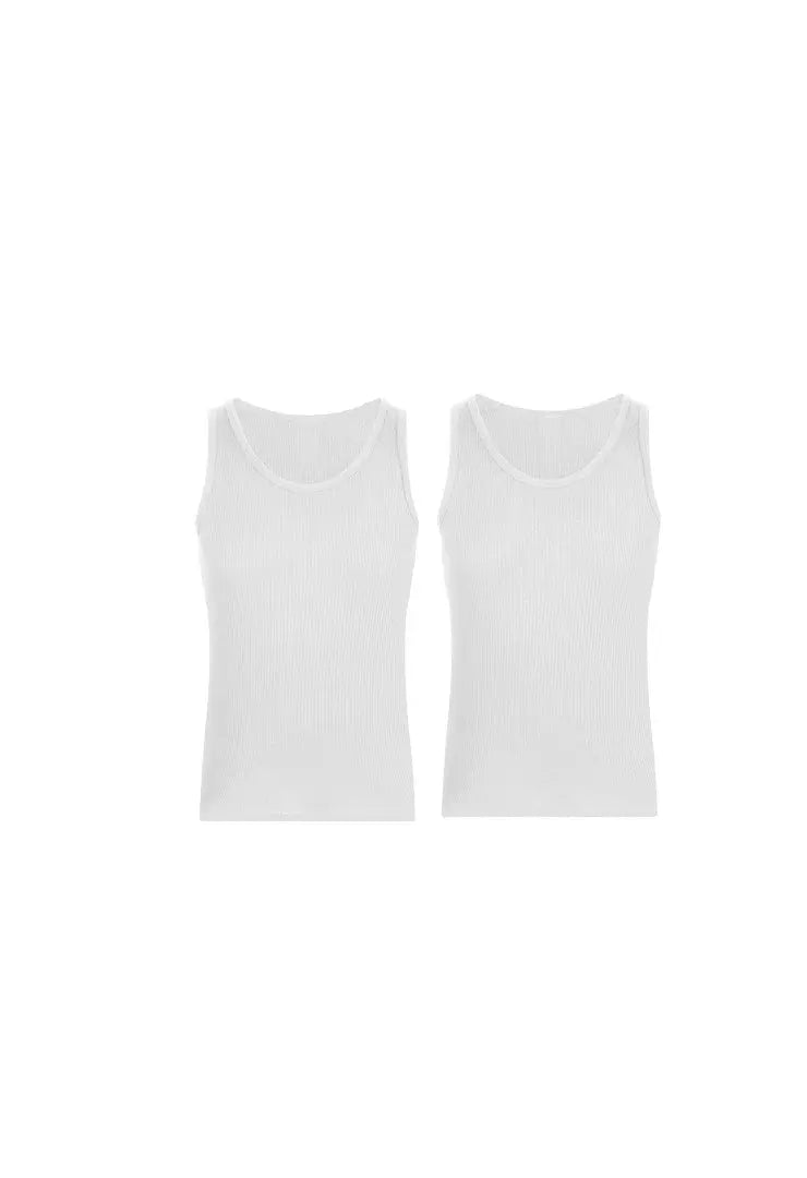 camiseta acanalada cuello redondo sin mangas Diane&Geordi pack x2