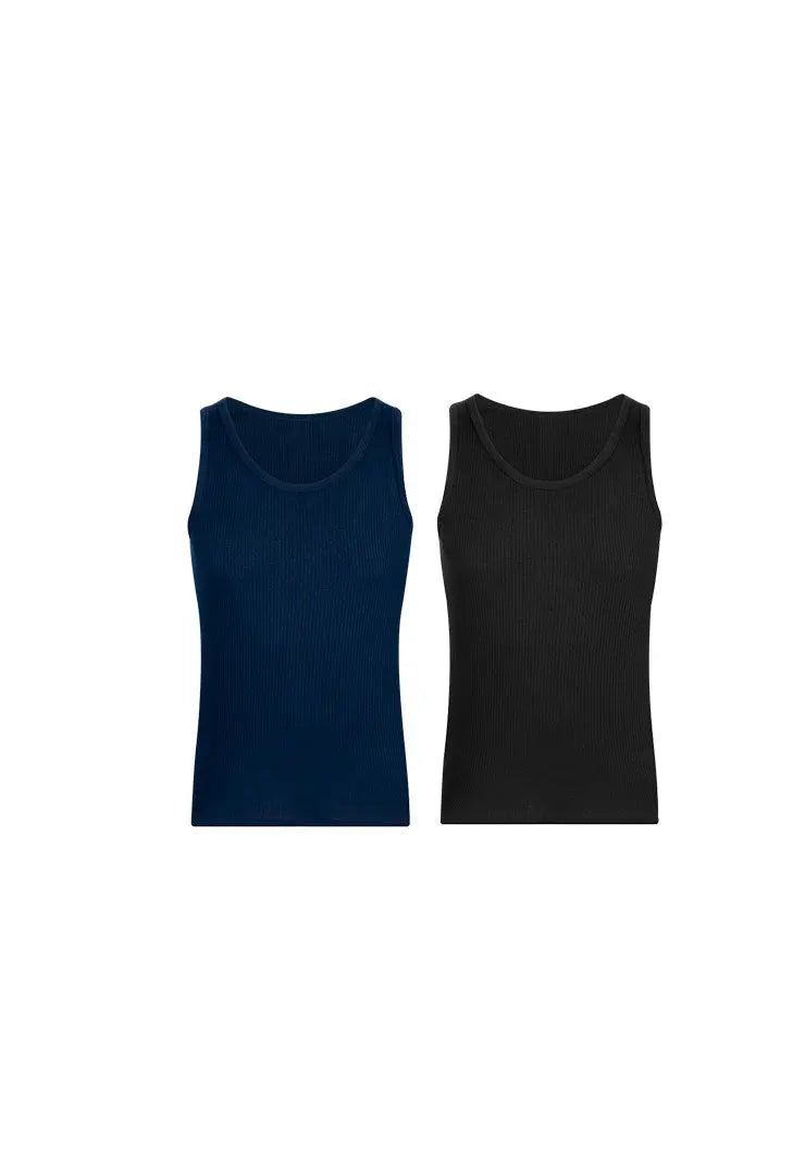 camiseta acanalada cuello redondo sin mangas Diane&Geordi pack x2