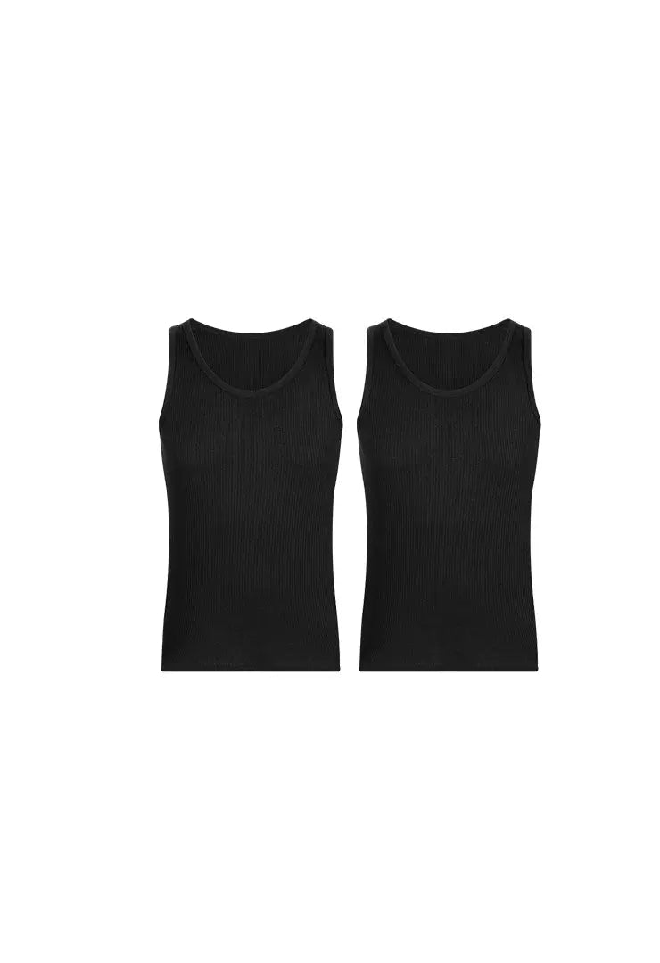 camiseta acanalada cuello redondo sin mangas Diane&Geordi pack x2
