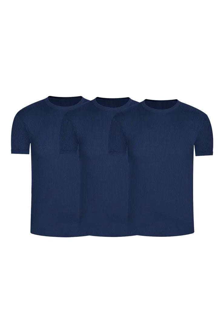 Pack de camisetas cuello redondo acanaladas para hombre – Diane & Geordi, colores azules 