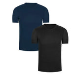 Pack de camisetas cuello redondo en algodón peinado – Diane & Geordi, color negro y azul