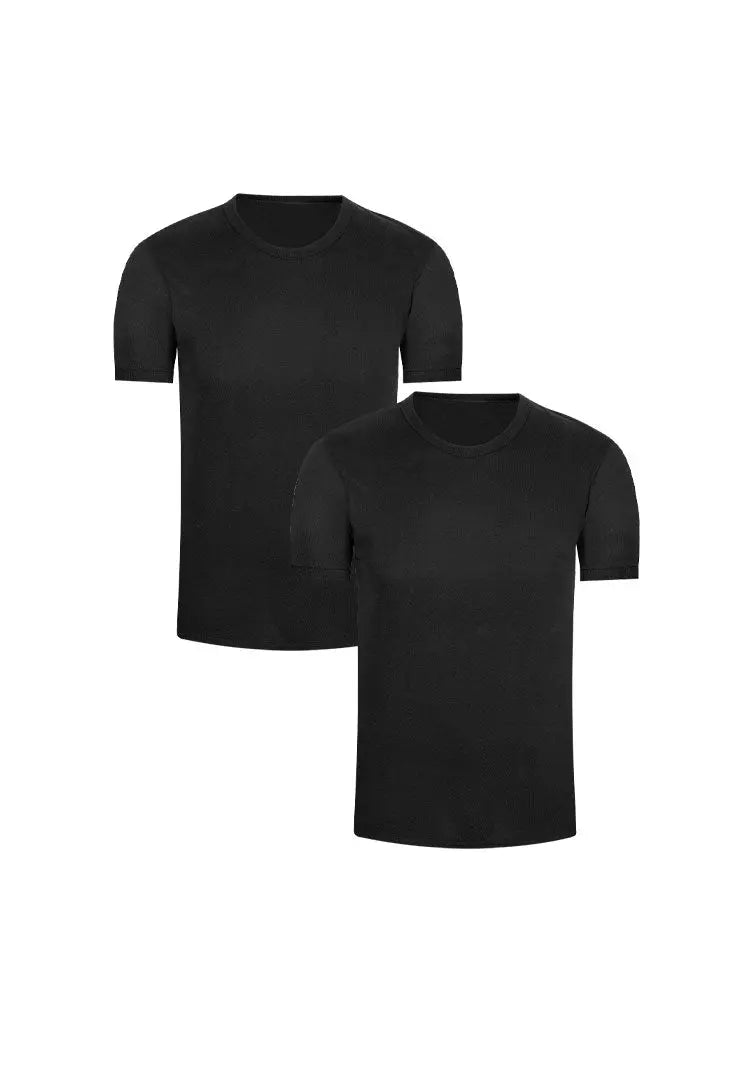Pack de camisetas cuello redondo en algodón peinado – Diane & Geordi, color negro