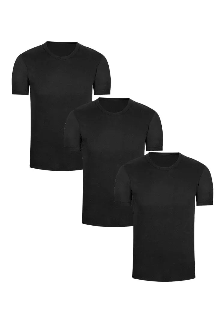 Camisetas de algodón peinado y spandex – pack de 3, color negro
