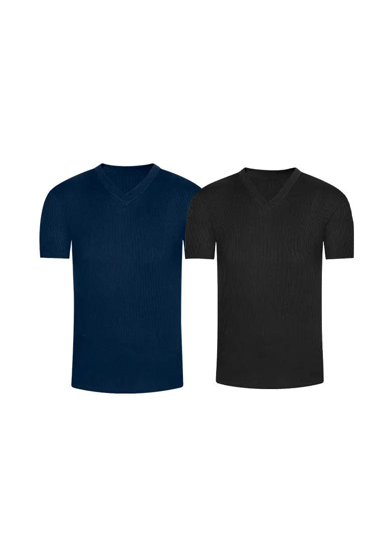 Camiseta cuello V acanalada (Pack X2)(2682) Diane & Geordi Colombia