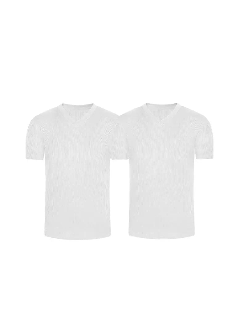 Pack de camisetas cuello V acanaladas en algodón – Diane & Geordi