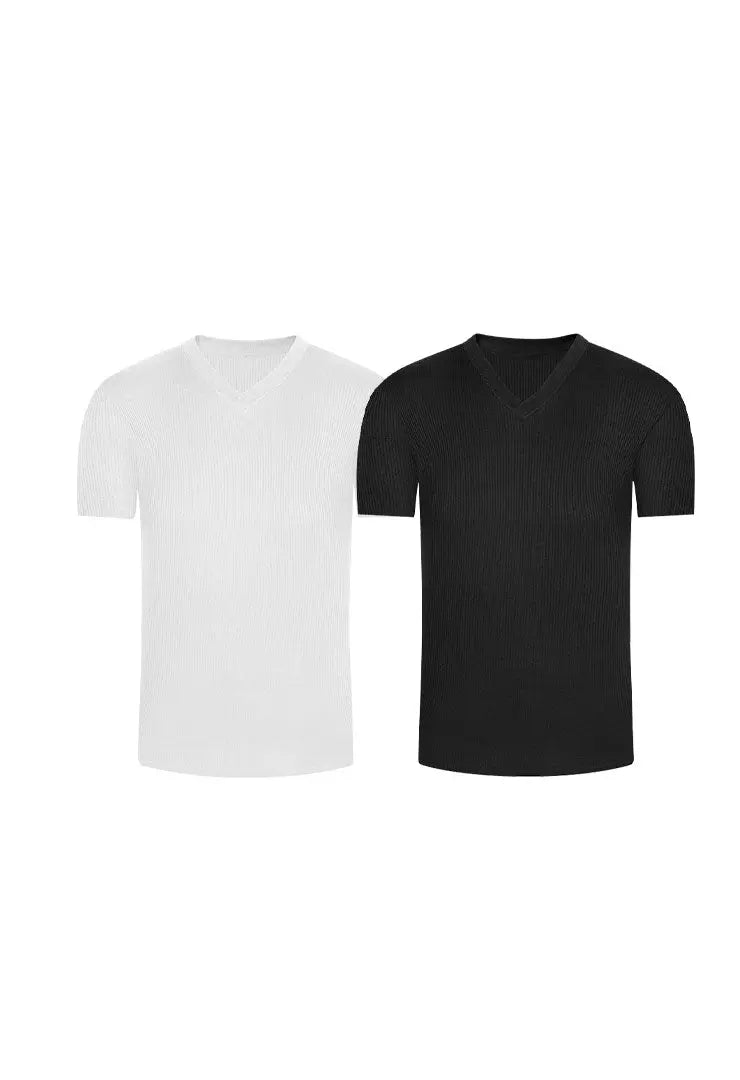 Camiseta cuello V acanalada (Pack X2)(2682) Diane & Geordi Colombia