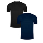 Pack de camisetas cuello V en algodón para hombre – Diane & Geordi, color azul oscuro y negra