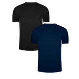Pack de camisetas cuello V en algodón para hombre – Diane & Geordi, color azul oscuro y negra