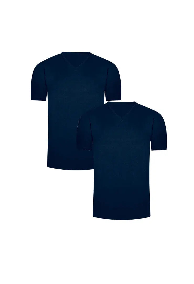 Pack de camisetas cuello V en algodón para hombre – Diane & Geordi, color azul oscuro azul oscuro