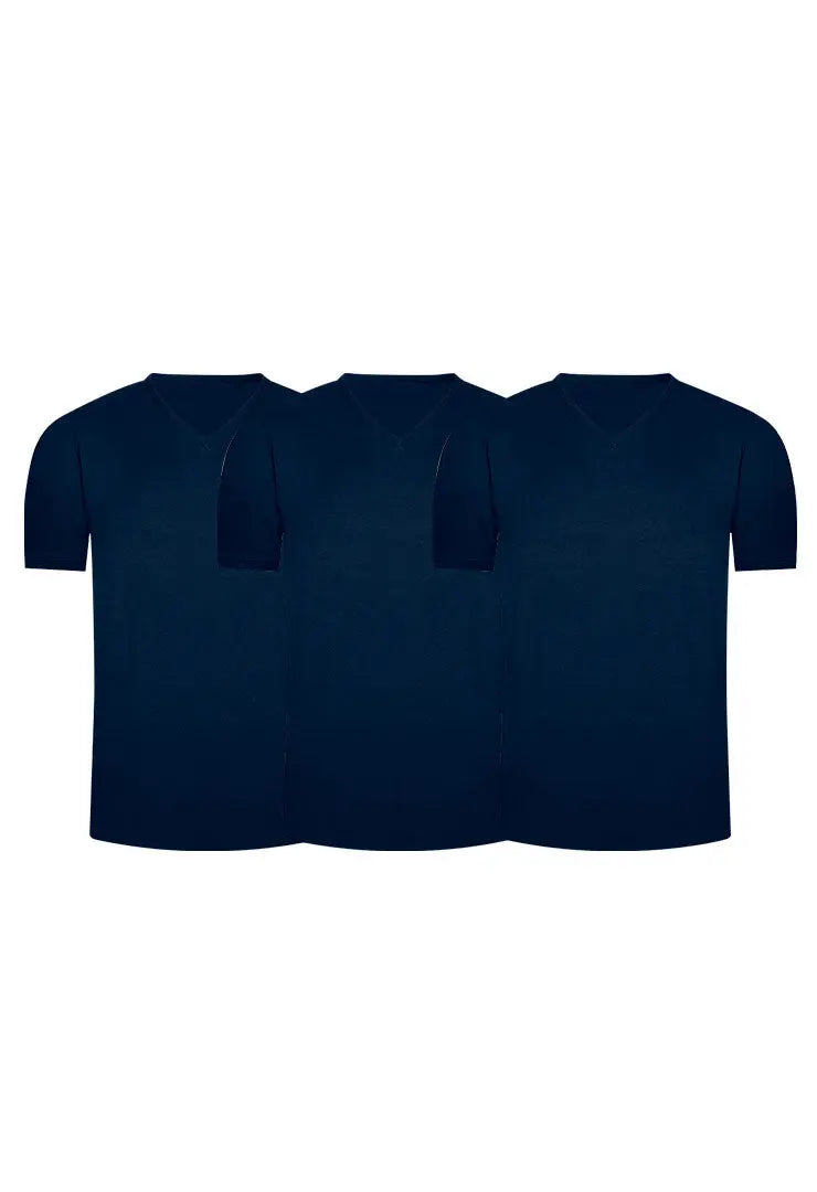 Pack de camisetas cuello V en algodón para hombre – Diane & Geordi, color azul oscuro