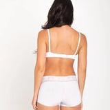 Panty alto con encaje y control en abdomen – Diane & Geordi color blanco de espalda detalle