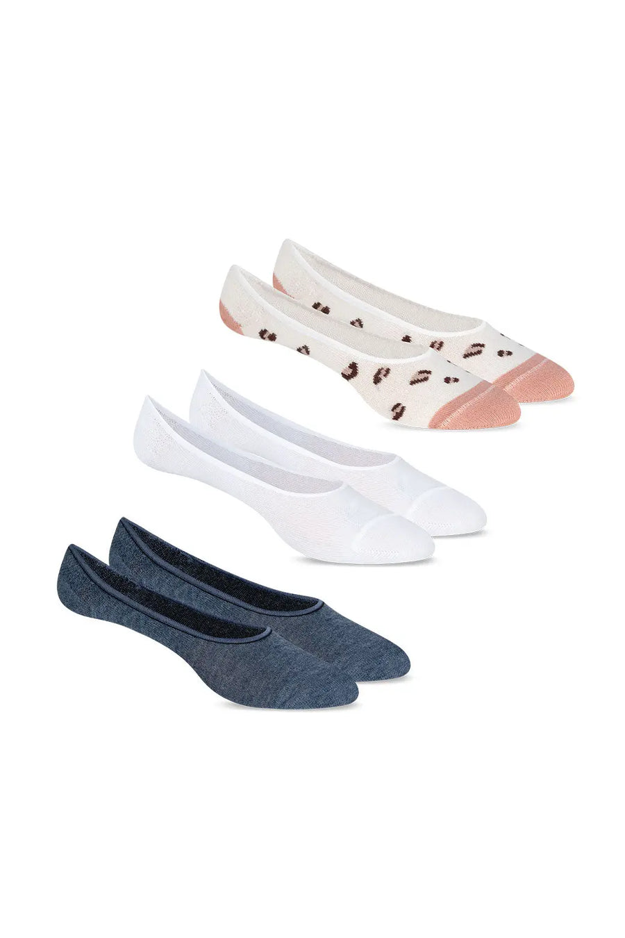 Pack x3 medias baleta invisibles para mujer, en algodón y microfibra suave. Multicolor