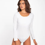 Body manga larga de mujer en microfibra color blanco Diane