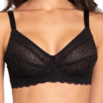 Vista posterior del brasier con alto cubrimiento y soporte, color negro