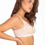 Vista posterior del brasier con alto cubrimiento y soporte, color piel