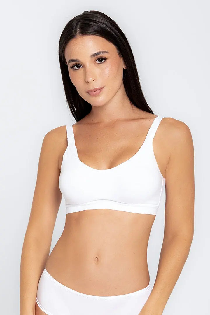 Brasier materno prehormado Diane & Geordi - algodón peinado y broche ajustable, color blanco