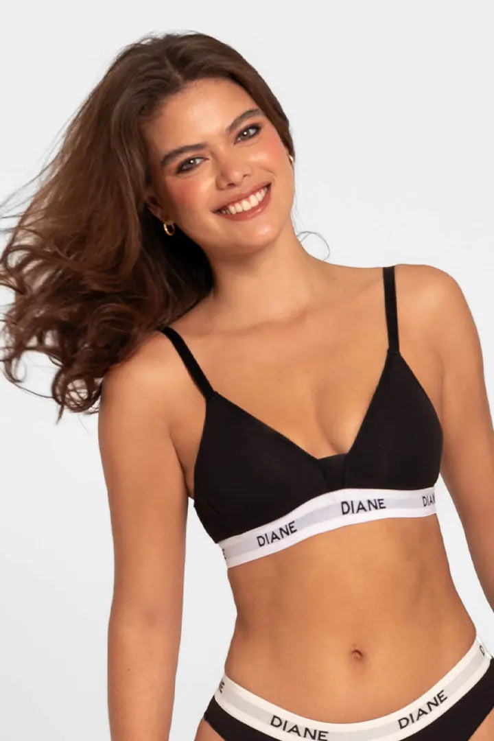 Brasier deportivo copa triangular sin varillas Diane & Geordi - color negro