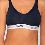Brasier deportivo sin varillas Diane & Geordi para mujer - algodón premium, color azul oscuro detalle 