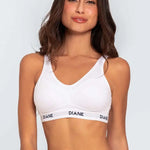 Brasier deportivo sin varillas Diane & Geordi para mujer - algodón premium, color blanco