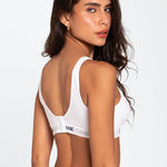 Brasier deportivo sin varillas Diane & Geordi para mujer - algodón premium, color blanco espalda