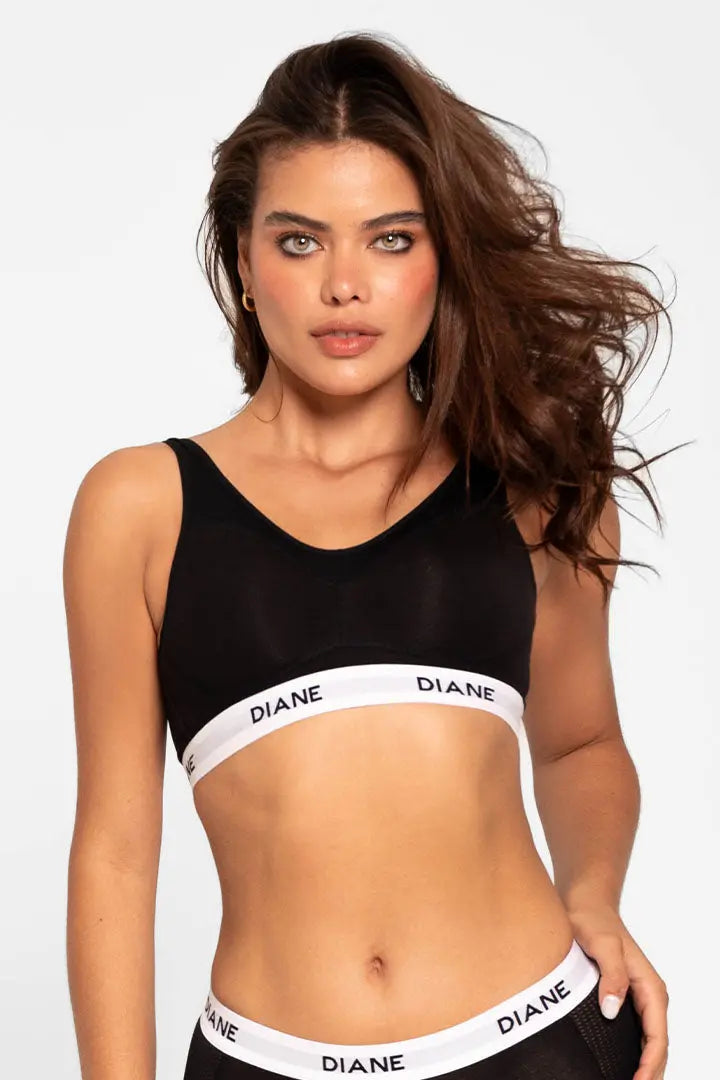 Brasier deportivo sin varillas Diane & Geordi para mujer - algodón premium, color negro