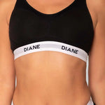 Brasier deportivo sin varillas Diane & Geordi para mujer - algodón premium, color negro detalle