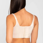 Vista lateral del brasier con cubrimiento completo en espalda, color piel
