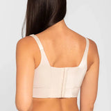 Vista lateral del brasier con cubrimiento completo en espalda, color piel