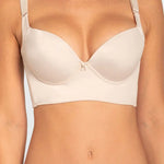 Vista lateral del brasier con cubrimiento completo en espalda, color piel