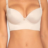 Vista lateral del brasier con cubrimiento completo en espalda, color piel