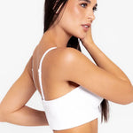 Brasier strapless unicolor sin realce – vista frontal, color blanco