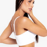 Brasier strapless unicolor sin realce – vista frontal, color blanco