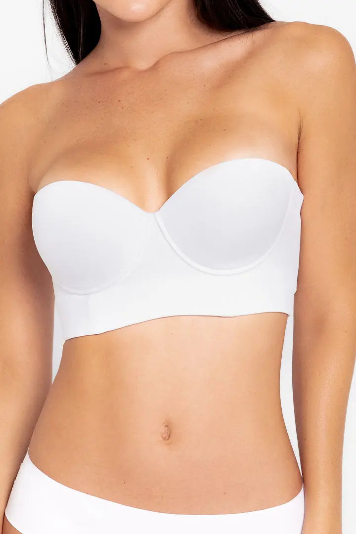 Brasier strapless unicolor sin realce – vista frontal, color blanco