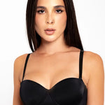 Brasier strapless unicolor sin realce – vista frontal, color negro