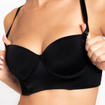 Brasier strapless unicolor sin realce – vista frontal, color negro
