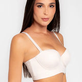 Brasier strapless unicolor sin realce – vista frontal, color blanco